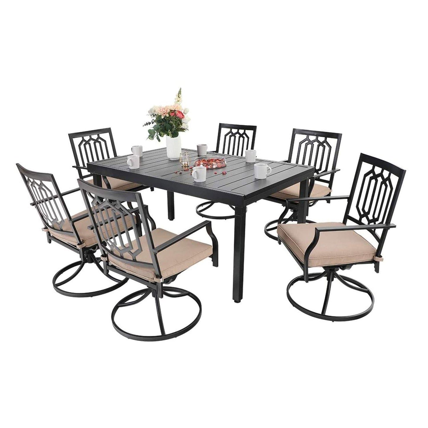 Sophia & William 7 Peices Outdoor Patio Dining Set Swivel Chairs and Table Set