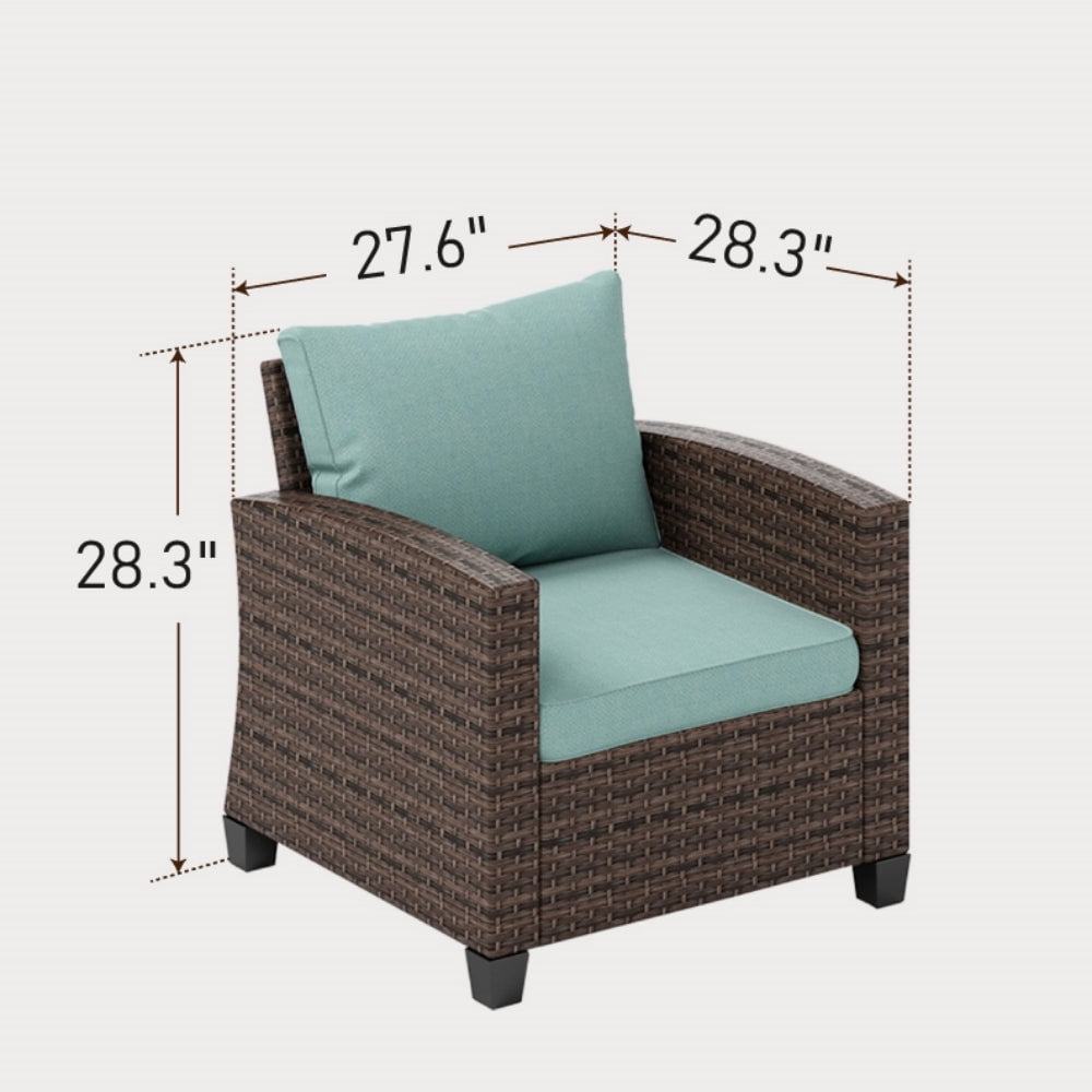 Sophia & William Wicker Patio Chairs Set of 2 With Blue Cushions