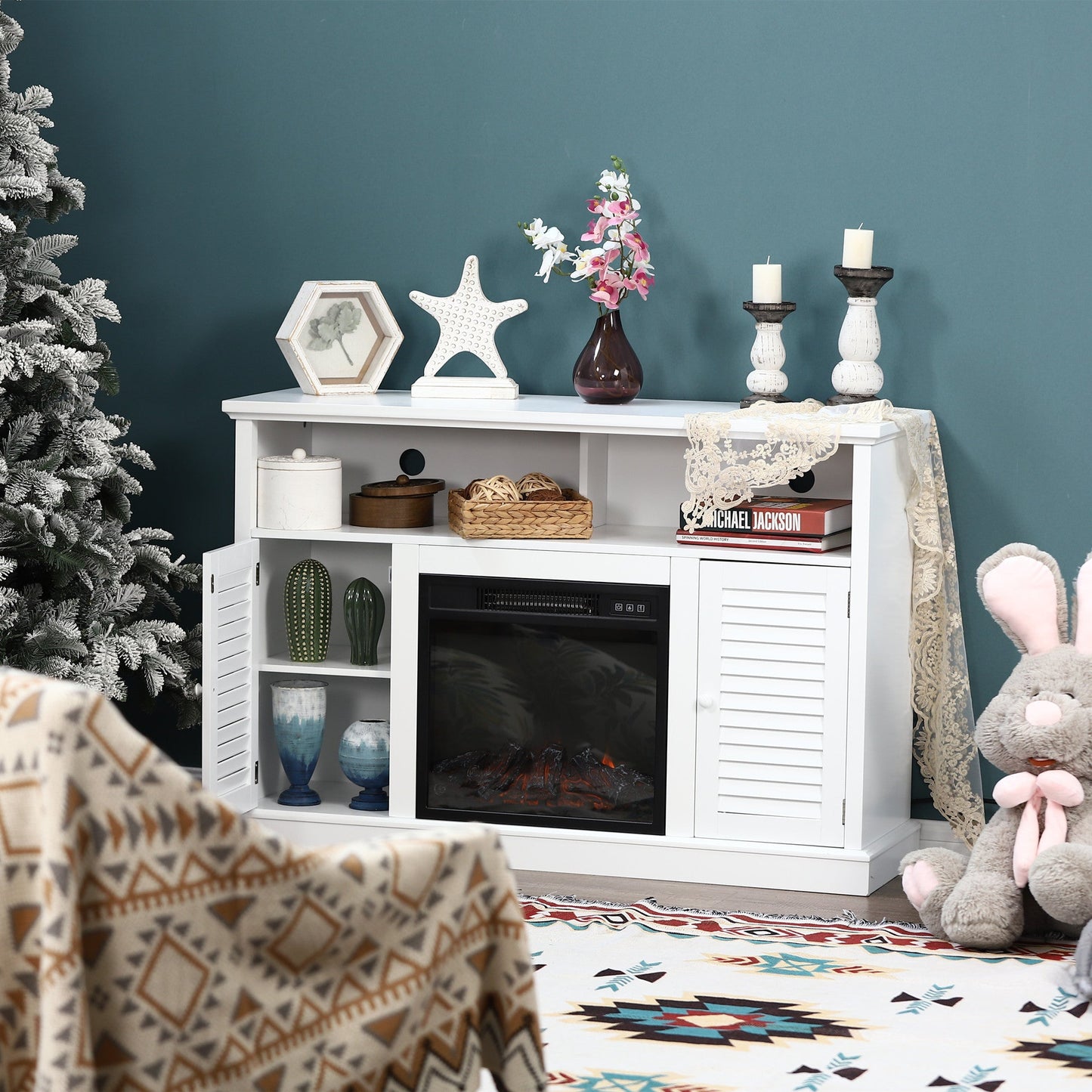 Sophia & William Fireplace TV Stand for TVs up to 55", White