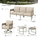 Sophia & William 5 Seat Patio Outdoor Furniture Set Wooden-like Streamlined Conversation Set with Swivel Chairs & Combined Coffee Table, Beige