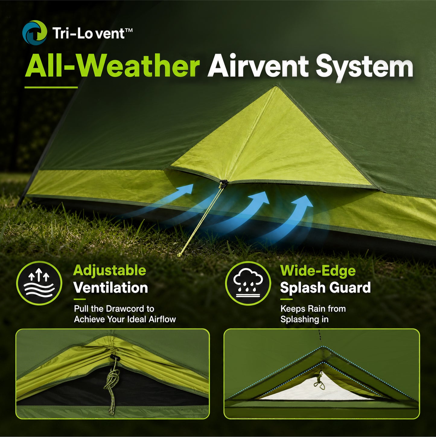 Sophia & William 10 Person Camping Tent 14x10FT All-Weather Large Family Cabin Tent with 2-Room Partition, Green