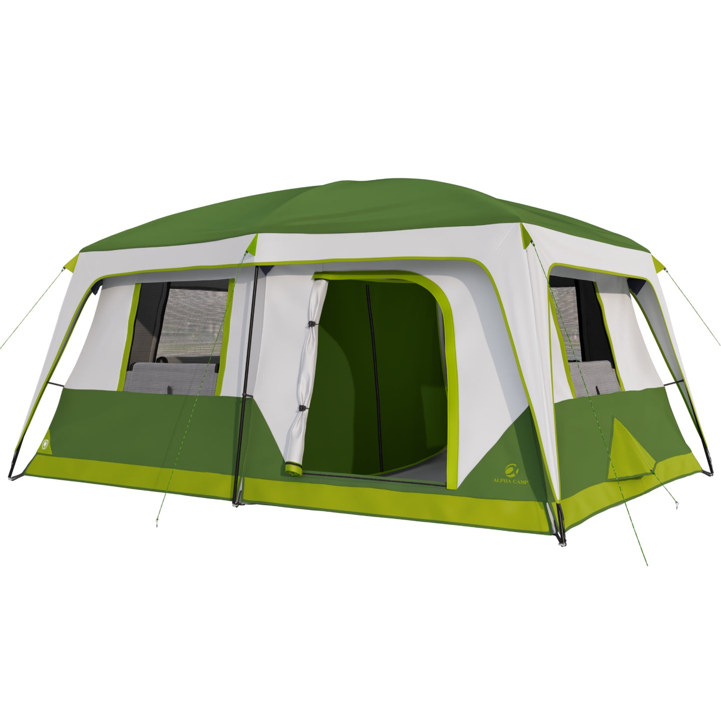 Sophia & William 10 Person Camping Tent 14x10FT All-Weather Large Family Cabin Tent with 2-Room Partition, Green