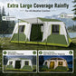 Sophia & William 12 Person Camping Tent 16x11FT All-Weather Large Family Cabin Tent with 3 Rooms and 6 Mesh Windows, Green