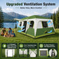 Sophia & William 12 Person Camping Tent 16x11FT All-Weather Large Family Cabin Tent with 3 Rooms and 6 Mesh Windows, Green