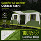 Sophia & William 12 Person Camping Tent 16x11FT All-Weather Large Family Cabin Tent with 3 Rooms and 6 Mesh Windows, Green