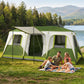 Sophia & William 12 Person Camping Tent 16x11FT All-Weather Large Family Cabin Tent with 3 Rooms and 6 Mesh Windows, Green