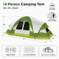 Sophia & William 10 Person Camping Tent 18x9ft Cabin Tent with Removable Divider and Mesh Screen Windows, Green