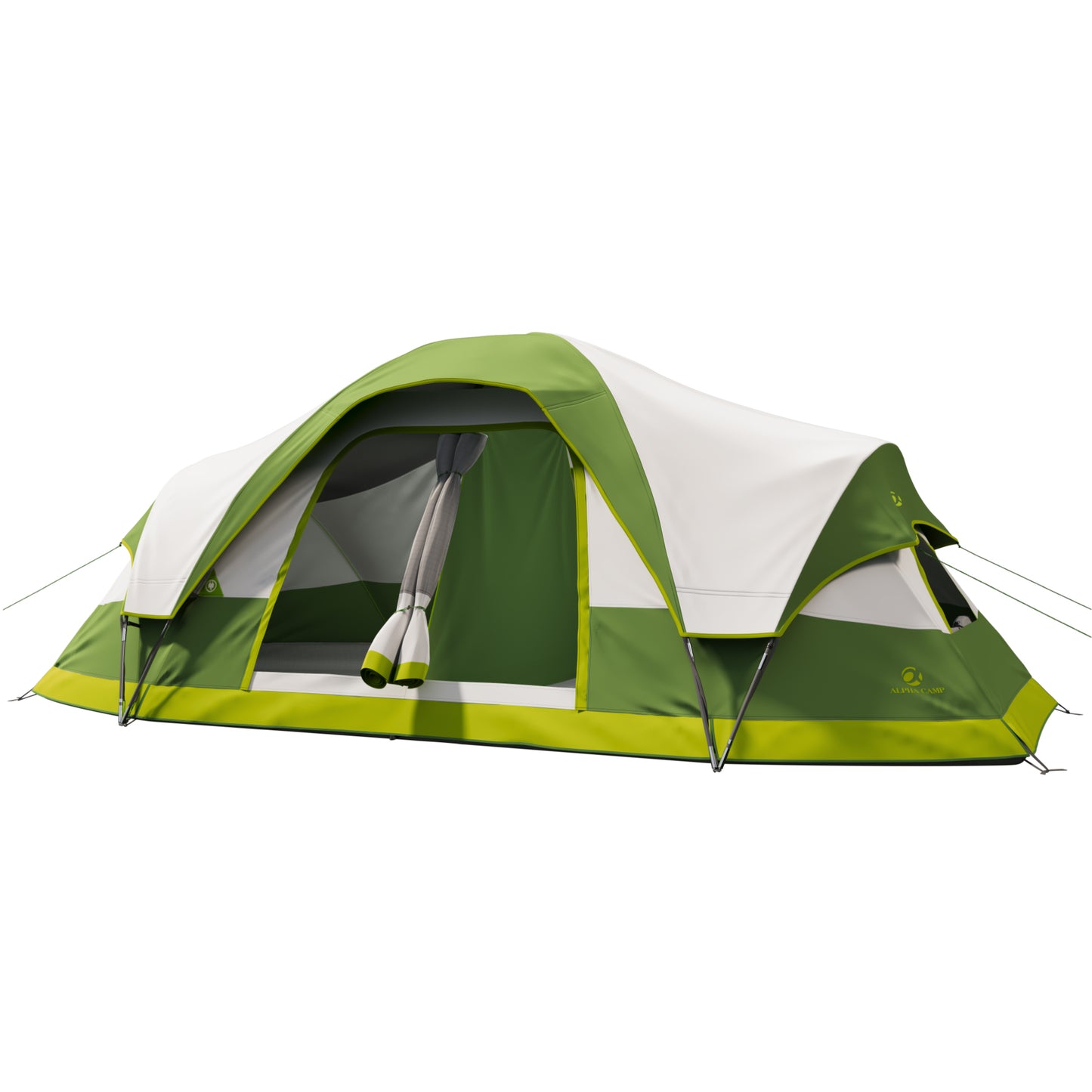 Sophia & William 10 Person Camping Tent 18x9ft Cabin Tent with Removable Divider and Mesh Screen Windows, Green