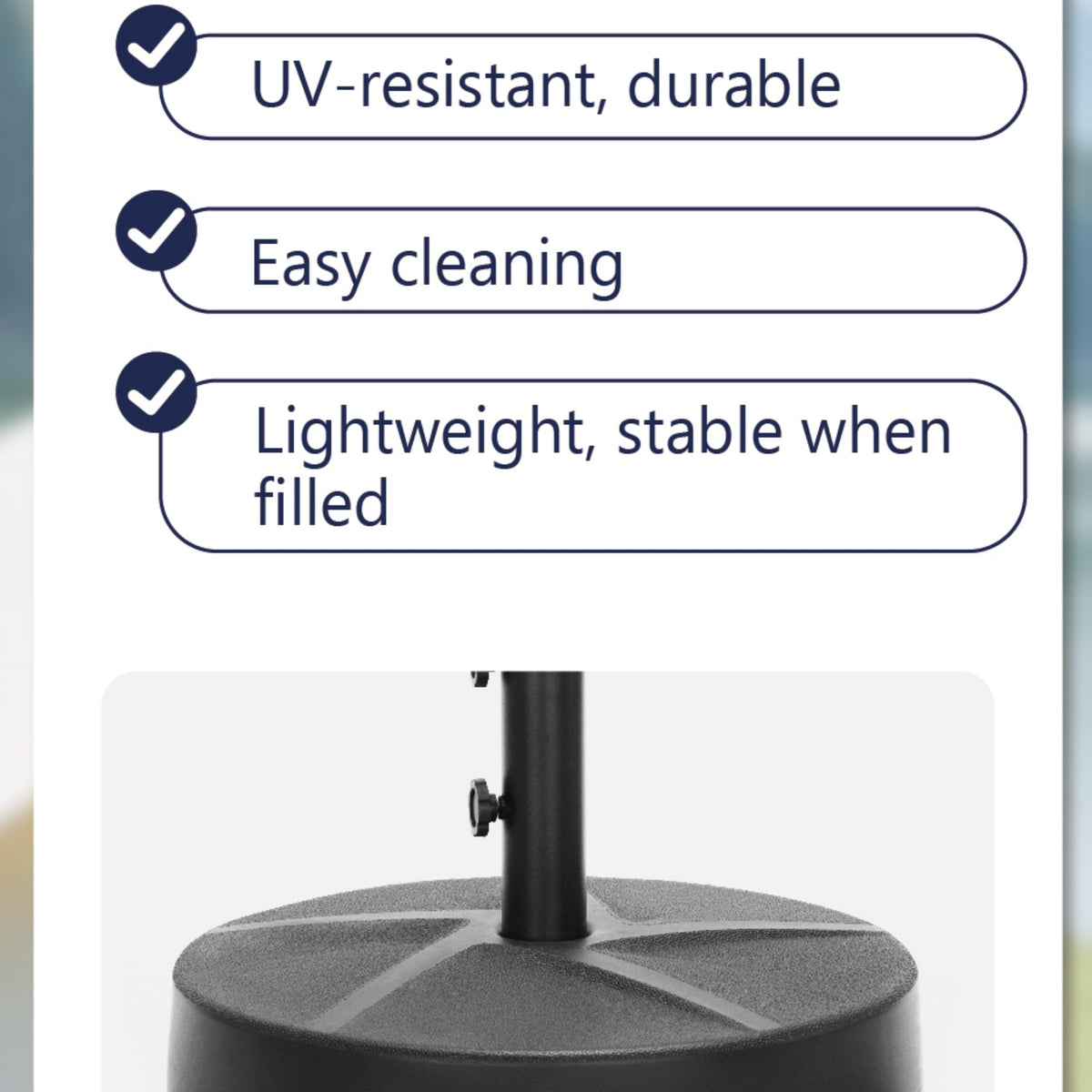 Alpha Joy Fillable Round Umbrella Base Holder ¨C Fits 1.5"/1.9" Poles, Black