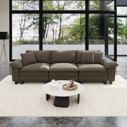 Sophia&William 3-Seat Modular Sectional Sofa Sets, Modern Chenille Cloud Couch Sofa with 3 Pillows for Living Room,Ash Gray