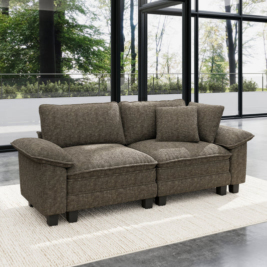 Sophia&William 87.5"L Modular Sectional Sofa Sets, Modern Chenille Cloud Couch Sofa Oversized Loveseat with 2 Pillows for Living Room,Ash Gray