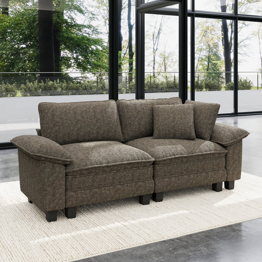 Sophia&William 87.5"L Convertible Sectional Sofa Couch, Modern Chenille Couch 7-Seat Sofa Loveseat with 2 Pillows for Living Room,Ash Gray