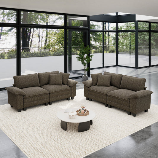 Sophia&William 4-Seat Convertible Sectional Sofa Couch, Modern Chenille Cloud Couch Sofa Modular with Corduroy Frame & 4 Pillows for Living Room, Apartment, Ash Gray