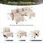 Sophia&William 123.6"L Convertible Chenille Sectional Sofa Couch, Modern 5-Seat Deep Sofa Modular with 3 Pillows & 2 Ottomans, Pillows for Living Room,Beige