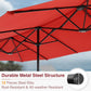 Alpha Joy 13x6.5ft Double-Sided Extra Large Outdoor Patio Market Rectangle Umbrella with Crank Handle, Red