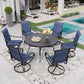 Sophia & William 7 Piece Outdoor Patio Dining Set Textilene Chairs and 54" Round Table Furniture Set, Blue