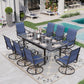 Sophia & William 9 Piece Outdoor Patio Dining Set Textilene Chairs and Expandable Table Furniture Set, Blue