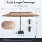 Alpha Joy 15ft Dual-Layer Outdoor Patio Umbrella Extra-Large Double-Sided Garden Umbrella with Ventilation and Base - Beige