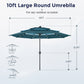 Alpha Joy 10ft 3-Tier Auto-Tilt Patio Umbrella, Steel Pole & Ribs ¨C Double Vented, Solar Lights, Peacock Blue & Cerulean