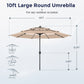 Alpha Joy 10ft 3-Tier Auto-Tilt Patio Umbrella, Steel Pole & Ribs ¨C Double Vented, Solar Lights, Beige & Tan