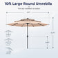 Alpha Joy 10ft 3-Tier Auto-Tilt Patio Umbrella, Steel Pole & Ribs ¨C Double Vented, Solar Lights, Beige