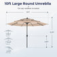 Alpha Joy 10ft 3 Tier Auto-tilt Outdoor Patio Umbrella Beach Garden Double Vented Table Umbrella with Solar Lights, Beige & Tan
