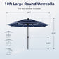 Alpha Joy 10ft 3-Tier Auto-Tilt Patio Umbrella, Steel Pole & Ribs ¨C Double Vented, Solar Lights, Navy Blue