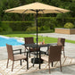 Alpha Joy 6-Piece Outdoor Patio Dining Set with 9ft Umbrella, Rattan Chairs & Square Table Set for 4, Beige Umbrella
