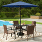 Alpha Joy 6-Piece Outdoor Patio Dining Set with 9ft Umbrella, Rattan Chairs & Square Table Set for 4, Navy Umbrella