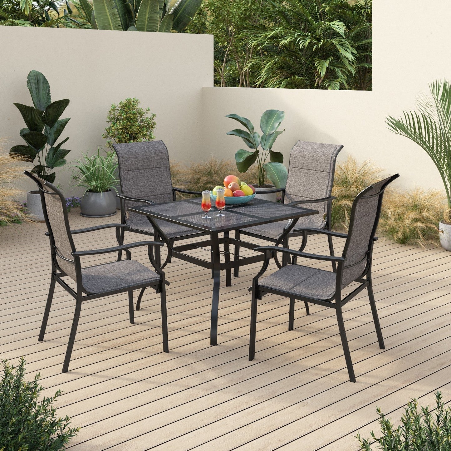Sophia & William 5 Pieces Metal Patio Dining Set for 4 People Outdoor Chairs Table Set