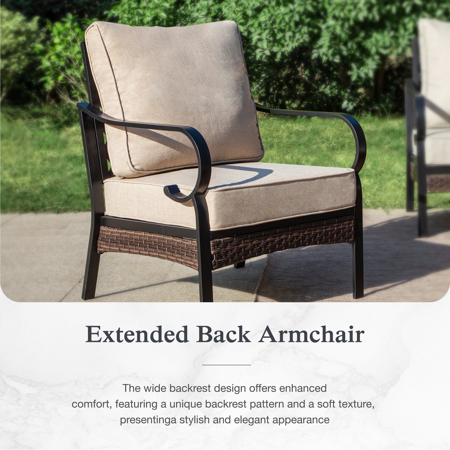 Sophia & William 7 Seat Patio Conversation Set,Outdoor Furniture Set with Rocking Chairs & Fixed Chairs, Beige