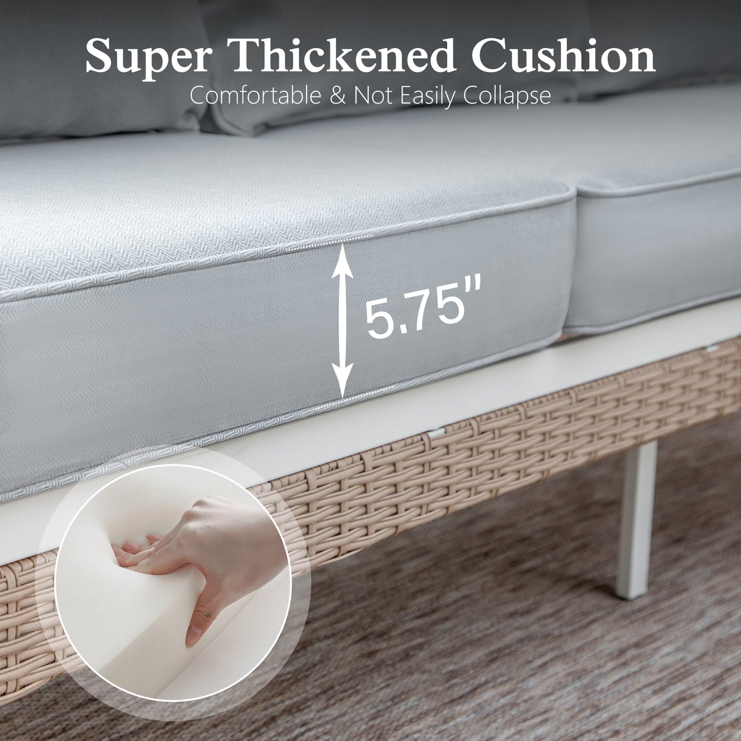 Sophia&William 4 Piece Patio Conversation Set Outdoor Furniture Loveseat Sofa Set with Table, Light Gray