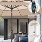 Alpha Joy 10ft 3-Tier Auto-Tilt Patio Umbrella, Steel Pole & Ribs ¨C Double Vented, Solar Lights, Beige & Tan