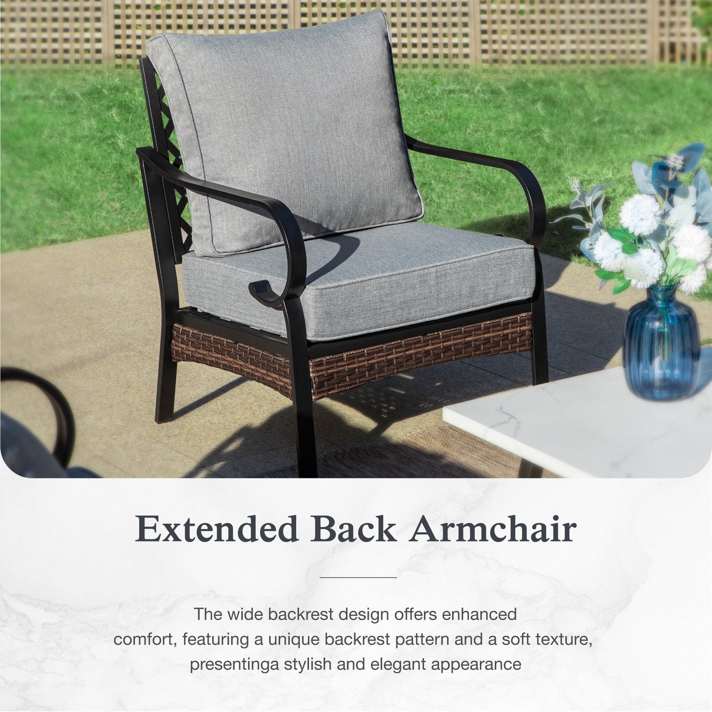 Sophia & William 7 Seat Patio Conversation Set,Outdoor Furniture Set with Rocking Chairs & Fixed Chairs, Gray