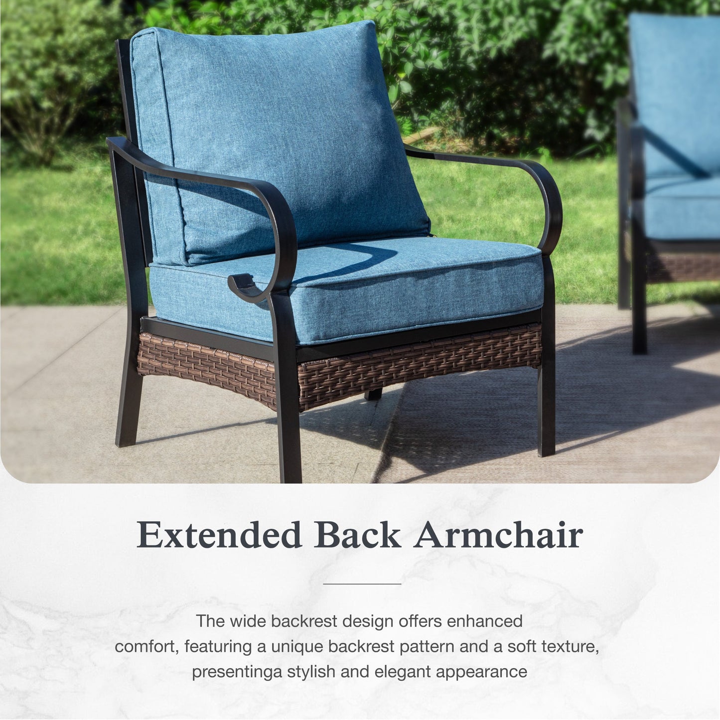 Sophia & William 7 Seat Patio Conversation Set,Outdoor Furniture Set with Rocking Chairs & Fixed Chairs, Navy Blue