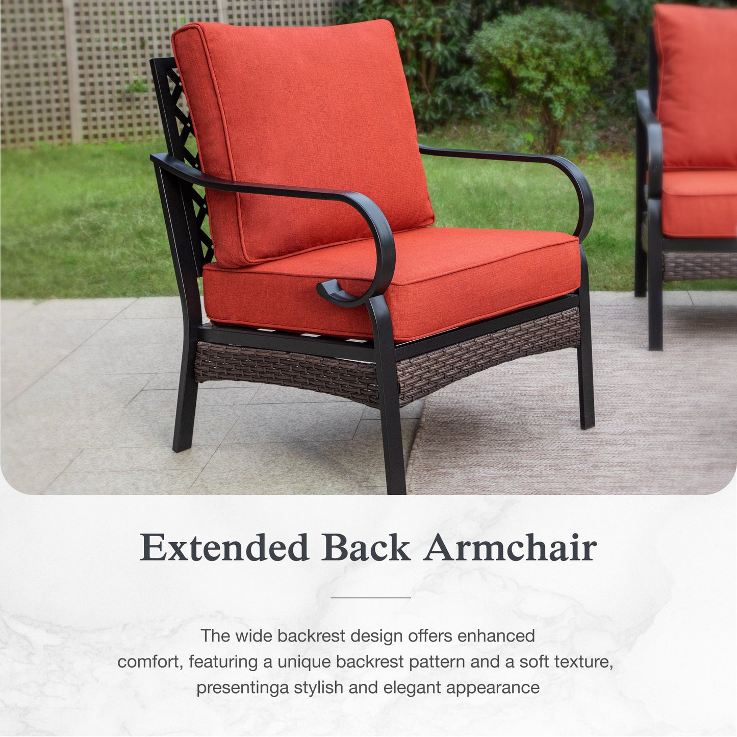 Sophia & William 7 Seat Patio Conversation Set,Outdoor Furniture Set with Rocking Chairs & Fixed Chairs, Red