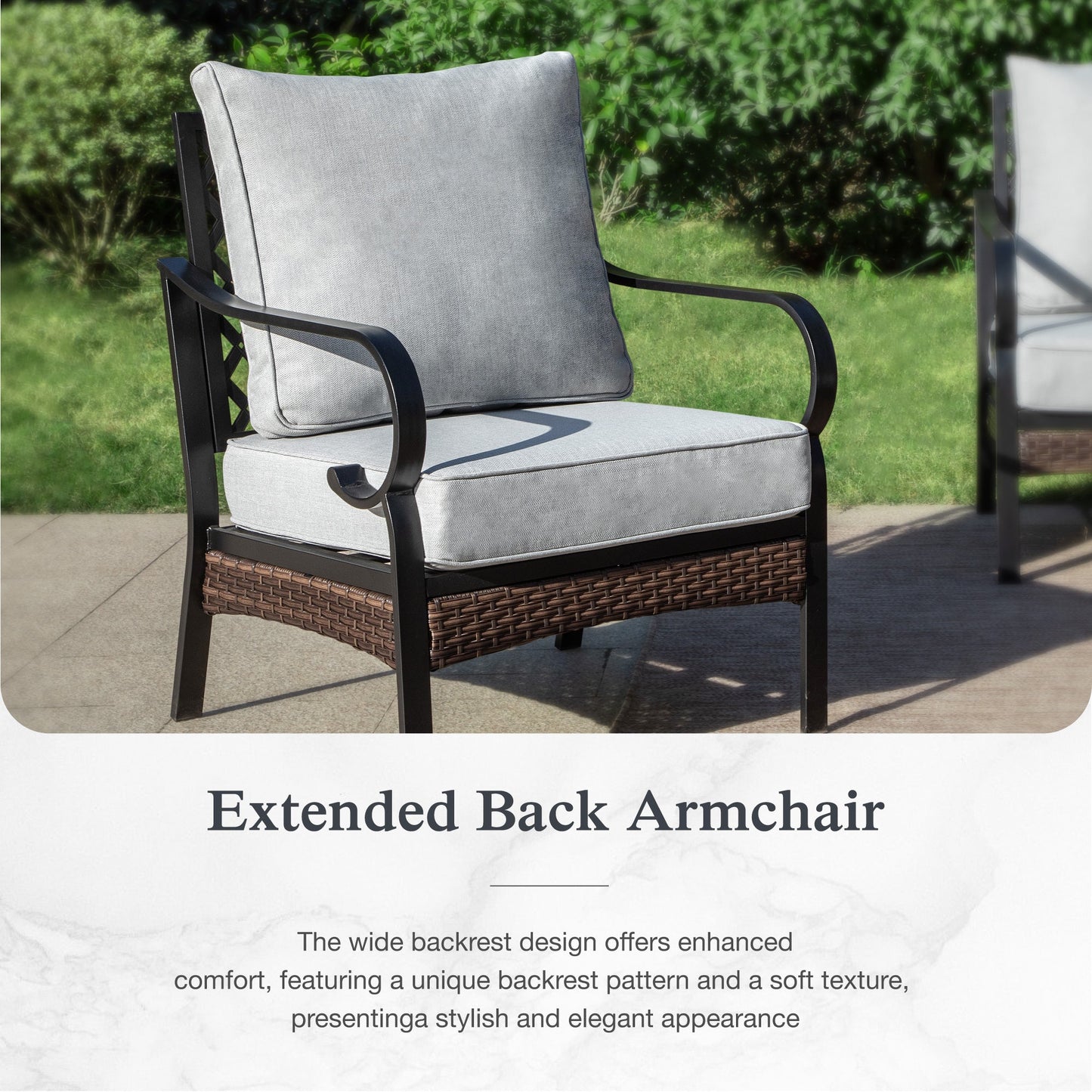 Sophia & William 7 Seat Patio Conversation Set,Outdoor Furniture Set with Rocking Chairs & Fixed Chairs, Light Gray