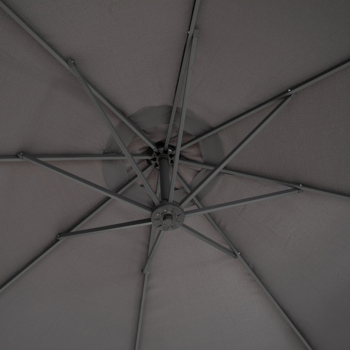 Alpha Joy 10ft Outdoor Patio Offset Market Hanging Umbrella with 8 Steel Ribs & Cross Base(Include Weight), Grey