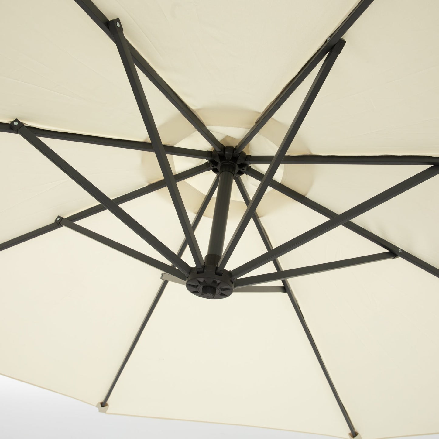 Alpha Joy 10ft Outdoor Patio Offset Market Hanging Umbrella with 8 Steel Ribs & Cross Base(No Weight), White