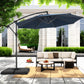 Alpha Joy 10ft Outdoor Patio Offset Market Hanging Umbrella with 8 Steel Ribs & Cross Base(No Weight), Navy Blue