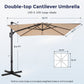 Alpha Joy 10x10ft Outdoor Patio Umbrella 360¡ãRotation Large Rectangle Offset Cantilever Double Umbrella with Crank Handle and 7 Tilt, Beige