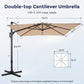 Alpha Joy 10x10ft Outdoor Patio Umbrella 360° Rotation Large Rectangle Offset Cantilever Double Umbrella with Crank Handle and 7 Tilt, Beige