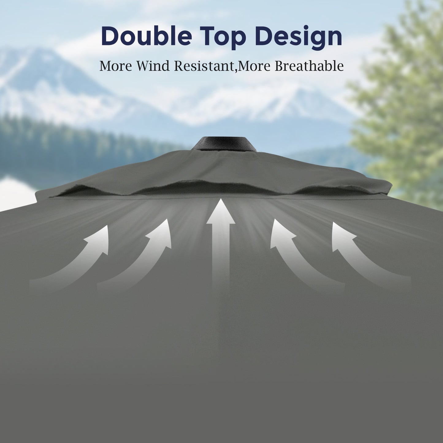 Alpha Joy 10x10ft Outdoor Patio Umbrella 360° Rotation Large Rectangle Offset Cantilever Double Umbrella with Crank Handle and 7 Tilt, Charcoal Gray