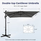 Alpha Joy 12x9ft Outdoor Patio Umbrella 360¡ãRotation Large Rectangle Offset Cantilever Double Umbrella with Crank Handle & 6 Tilt, Charcoal Gray