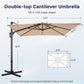 Alpha Joy 12x9ft Outdoor Patio Umbrella 360°Rotation Large Rectangle Offset Cantilever Double Umbrella with Crank Handle & 6 Tilt, Beige