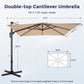 Alpha Joy 12x9ft Outdoor Patio Umbrella 360° Rotation Large Rectangle Offset Cantilever Double Umbrella with Crank Handle & 6 Tilt, Beige