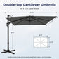 Alpha Joy 12x9ft Outdoor Patio Umbrella 360° Rotation Large Rectangle Offset Cantilever Double Umbrella with Crank Handle & 6 Tilt, Charcoal Gray