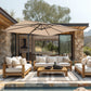 Alpha Joy 12x9ft Outdoor Patio Umbrella 360° Rotation Large Rectangle Offset Cantilever Double Umbrella with Crank Handle & 6 Tilt, Beige