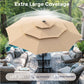 Alpha Joy 10ft 3-Tier Auto-Tilt Patio Umbrella, Steel Pole & Ribs ¨C Double Vented, Solar Lights, Beige