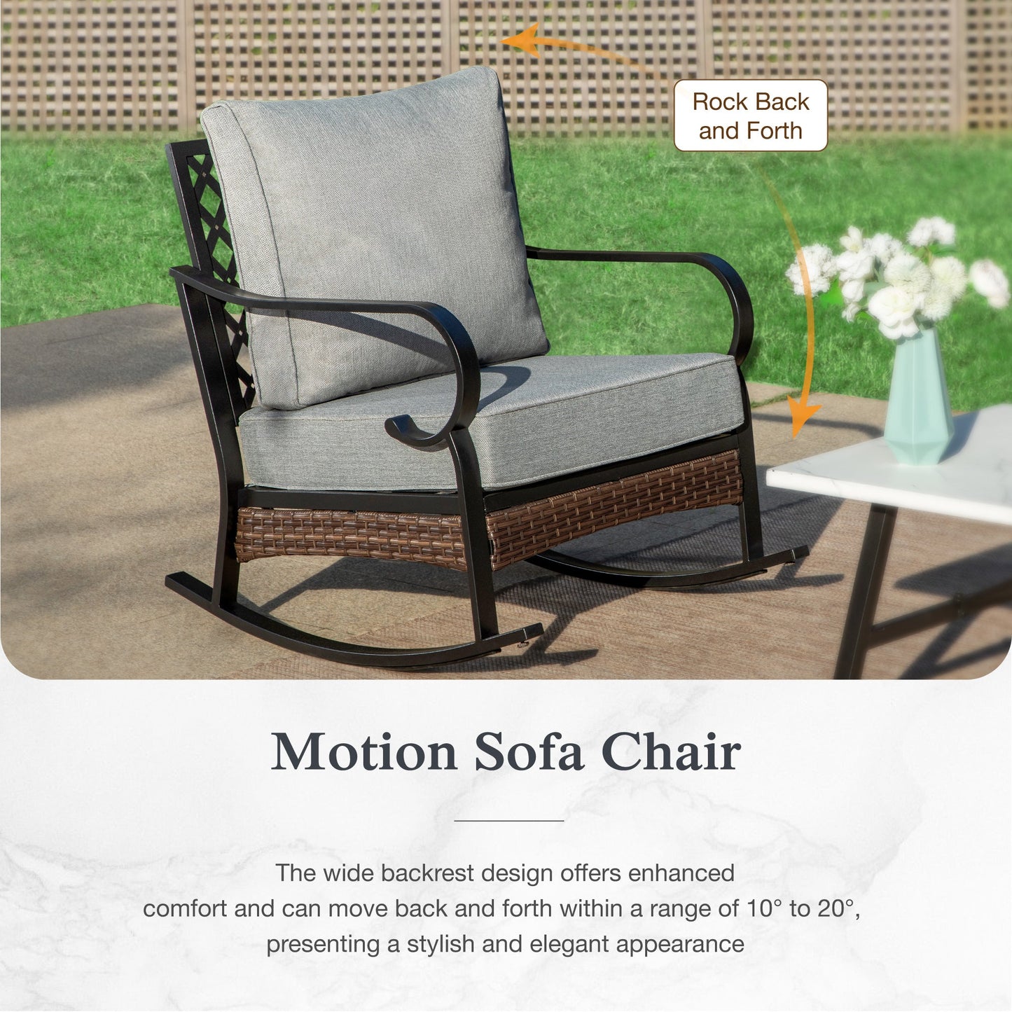 Sophia & William 5 Seat Patio Conversation Set,Outdoor Furniture Set with Rocking Chairs, Gray